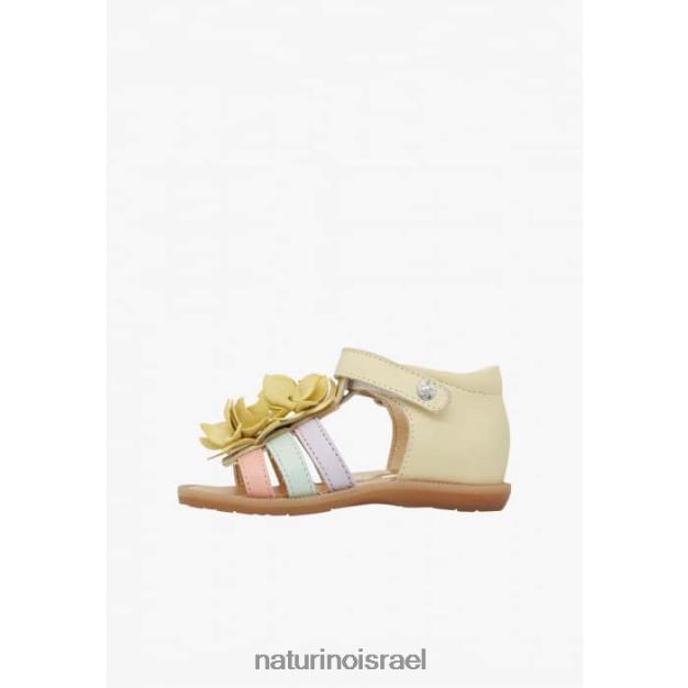 Naturino סנדלי עור עם פרחים מיושמים זואיי 0NR062242 ילדים צהוב