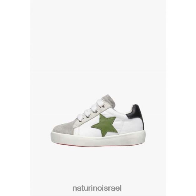 Naturino נעלי ספורט מעור וזמש עם טלאי כוכב אנני זיפ 0NR062365 ילדים לבן-אפור