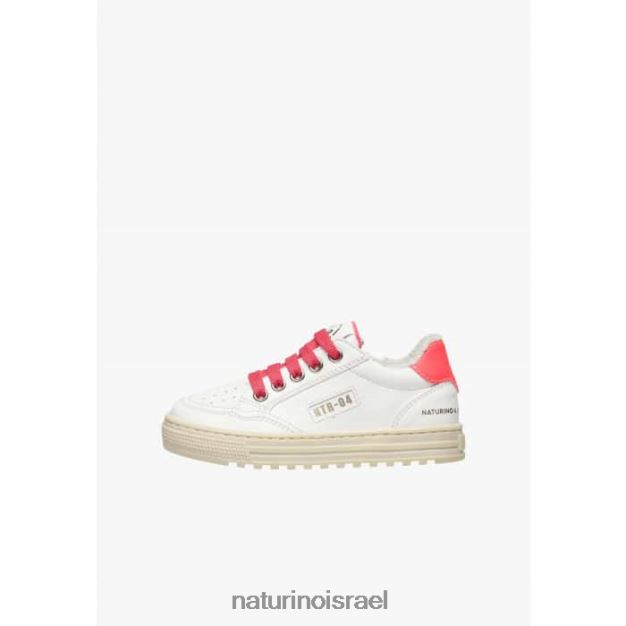 Naturino נעלי ספורט מעור צמחי וכותנה אורגנית רוכסן היברידי של אריטון. 0NR062367 ילדים לבן-פוקסיה