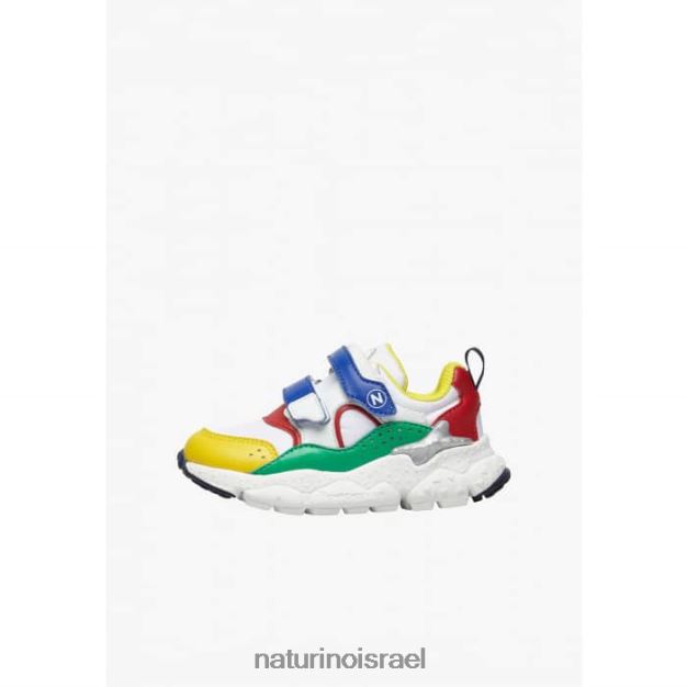 Naturino נעלי ספורט דמוי עור ובד טכני akio junior vl. 0NR06245 ילדים לבן-כחול-אדום