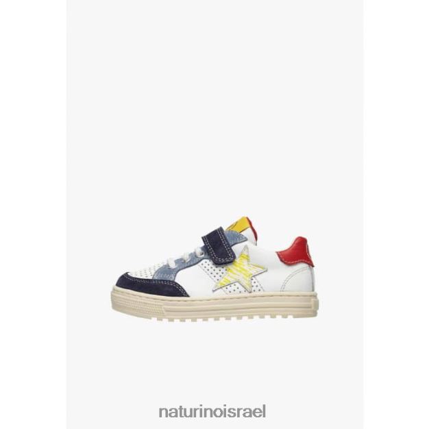 Naturino סניקרס מעור מחורר וזמש עם כוכב auriel vl. 0NR062491 ילדים לבן-צי