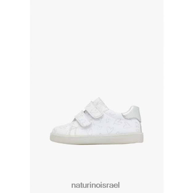 Naturino נעלי ספורט מעור עם הדפס לבבות owie vl 0NR062386 ילדים לבן