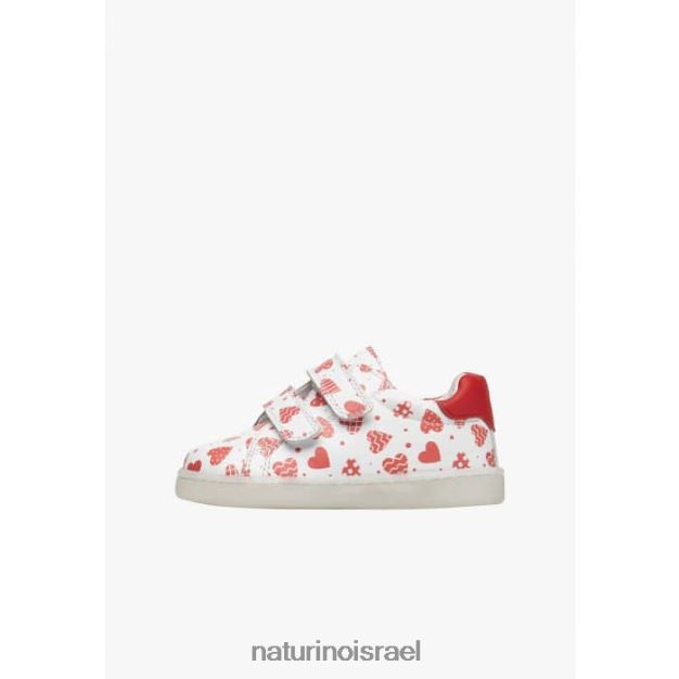 Naturino נעלי ספורט מעור עם הדפס לבבות owie vl 0NR062505 ילדים לבן אדום