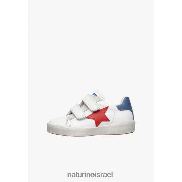 Naturino נעלי ספורט מעור עם טלאי כוכבים אנני vl 0NR062369 ילדים לבן אדום