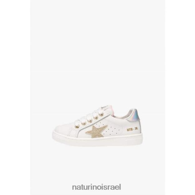 Naturino נעלי ספורט מעור סיכה zip. 0NR062397 ילדים לבן-פלטינה