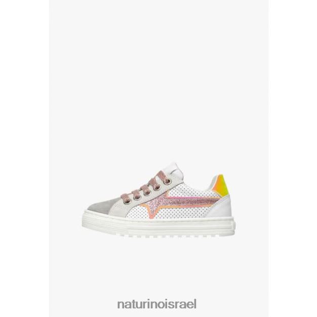 Naturino נעלי ספורט מעור וזמש zip zip. 0NR062423 ילדים אפור-ורוד